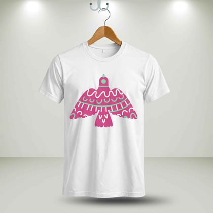 Trishoolin "Folk Art Bird Graphic" Floral Theme Art T-Shirt | Design 30166MB