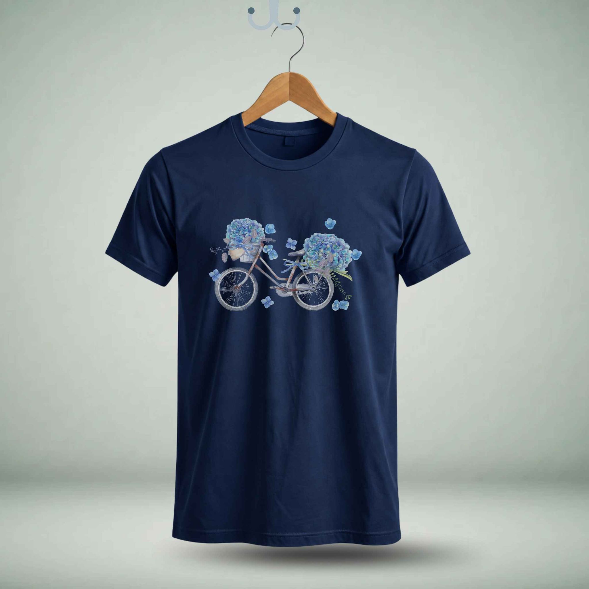 Trishoolin "Blooming Bicycle Floral" Floral Theme Art T-Shirt | Design 30198MB