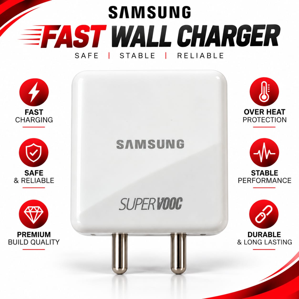 Samsung 125W SuperVOOC Fast Wall Charger Adapter with Type-C Cable