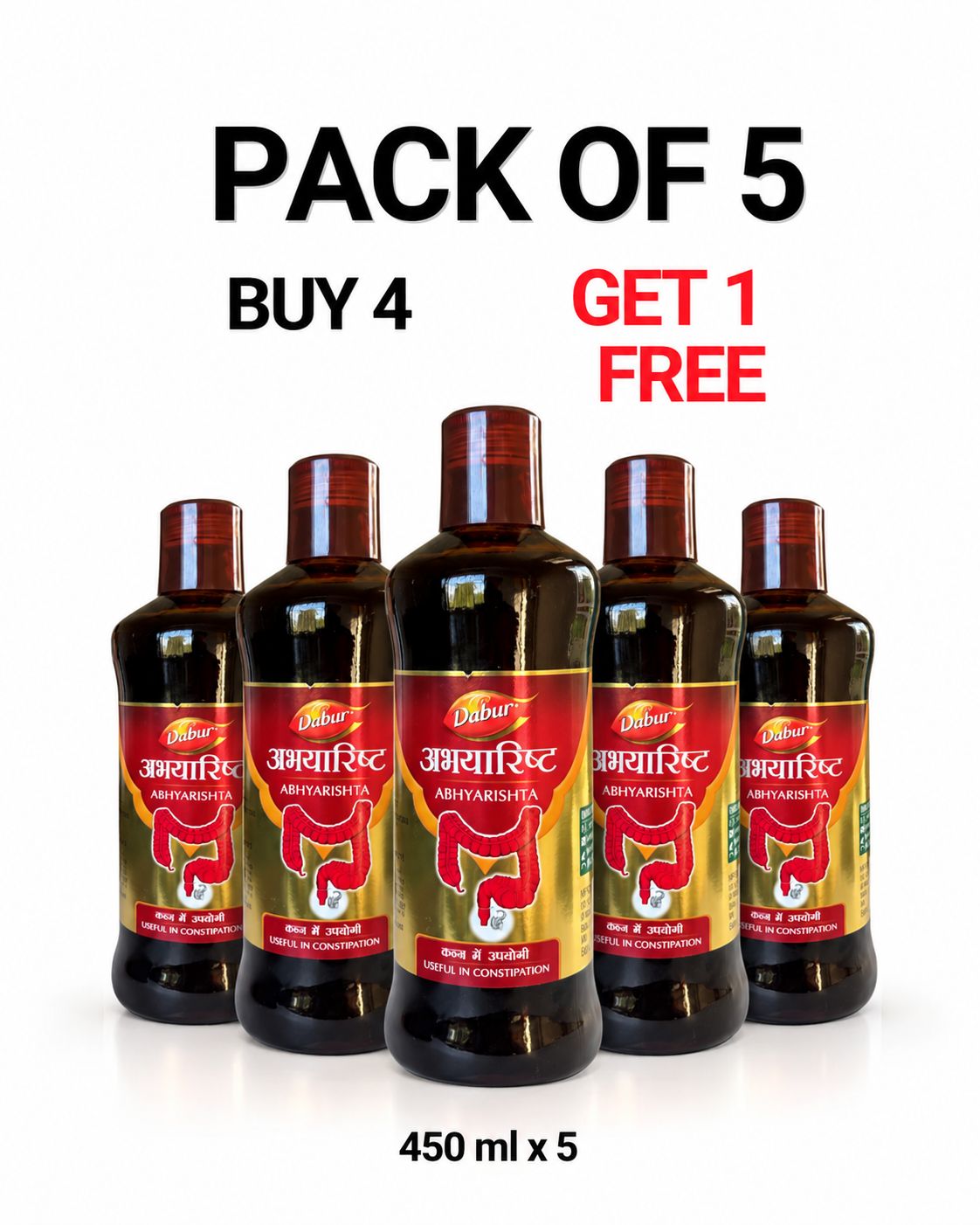 Dabur Abhyarishta 450 ml - Pack of 5 (Buy 4 Get 1 Free)
