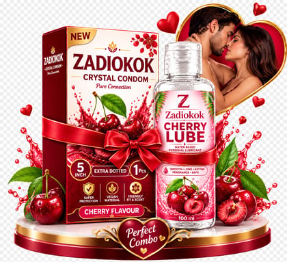 ZADIOKOK 5 Inch Extra Dotted Crystal Condom Reusable Condom with 100 ml Cherry Lube Combo