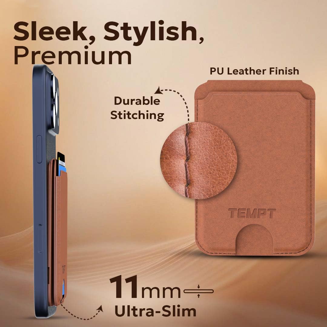 Tempt Trigo 15W MagSafe Wireless Charger with Leather 3-Card Wallet