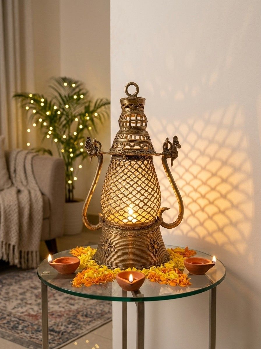Tribes India Dokra Lalten 11'' (Sagar Jhareka) : CG: 1TMTDCOCG11088 -M3
