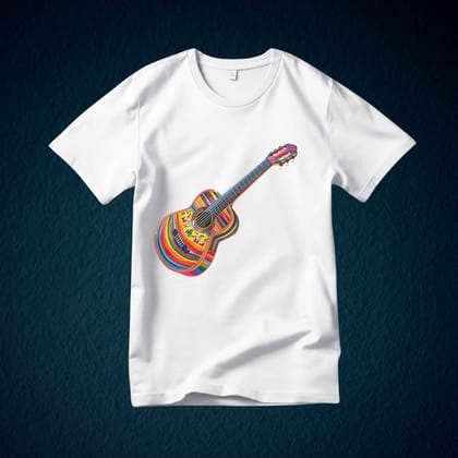 Trishoolin "Colorful Guitar" Music & Dance Theme T-Shirt | Design 70028MB | Cotton Regular Fit | Crew Neck / Round Neck Half Sleeve | Pack of 1
