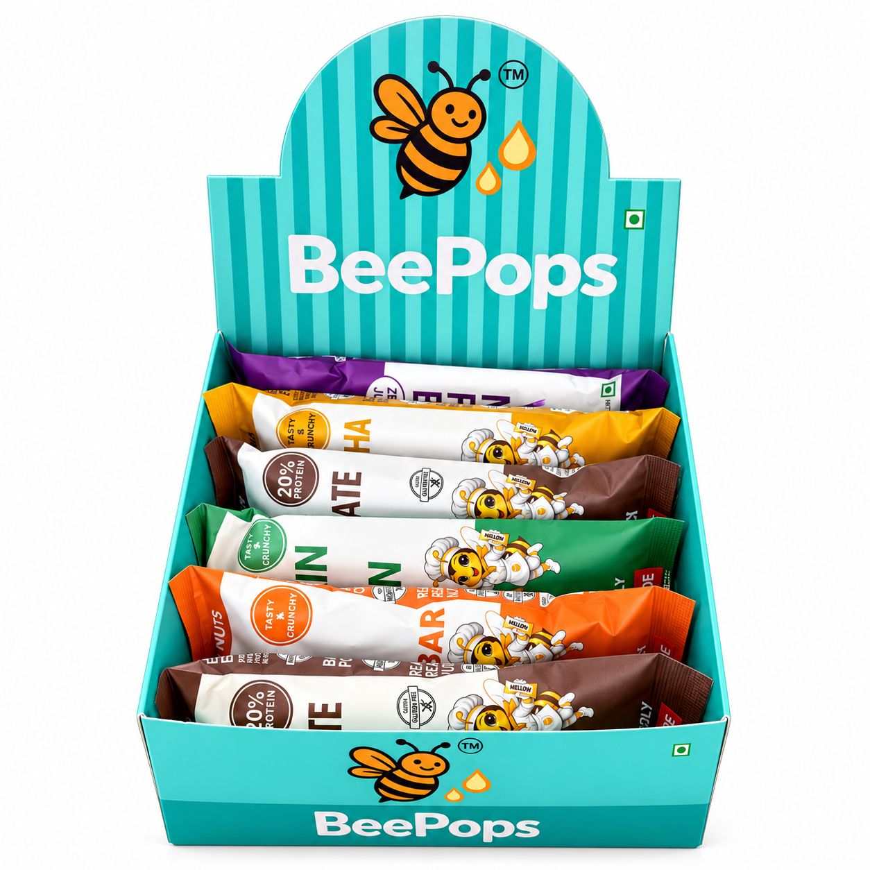 BeePops Assorted Millet Protein Bars – 6 Bar Family Pack (5 Variants|30g Per Bar)