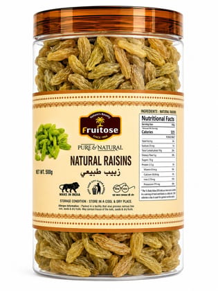 Premium Natural Raisins (Kishmish) | Sweet & Seedless | 500g