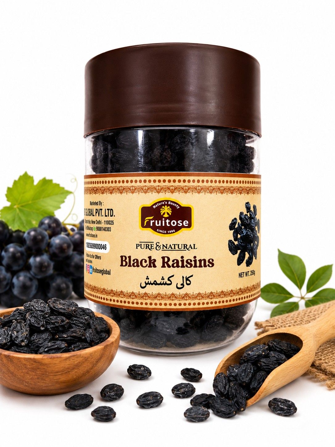 Fruitose Pure & Natural Black Raisins, 250g