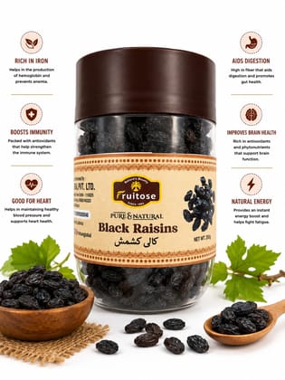 Fruitose Pure & Natural Black Raisins, 250g