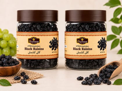 Premium Black Raisins (Kali Kishmish) | Naturally Sweet | 250gx2