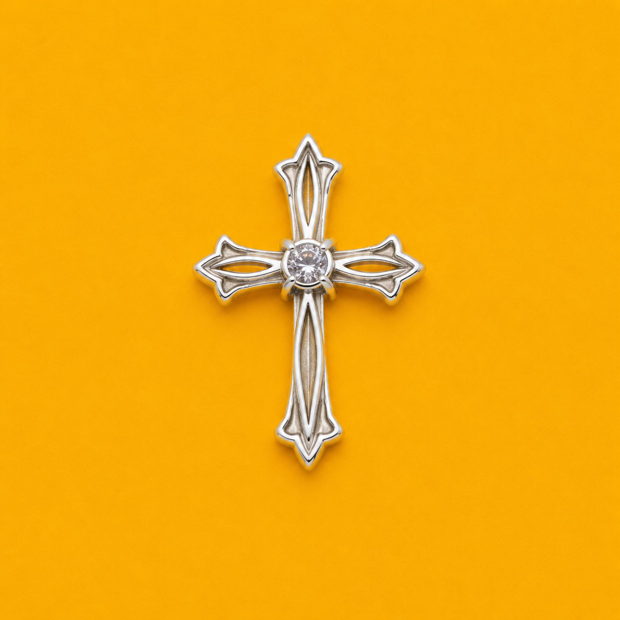 Gothic Cross Lab Diamond Pendant