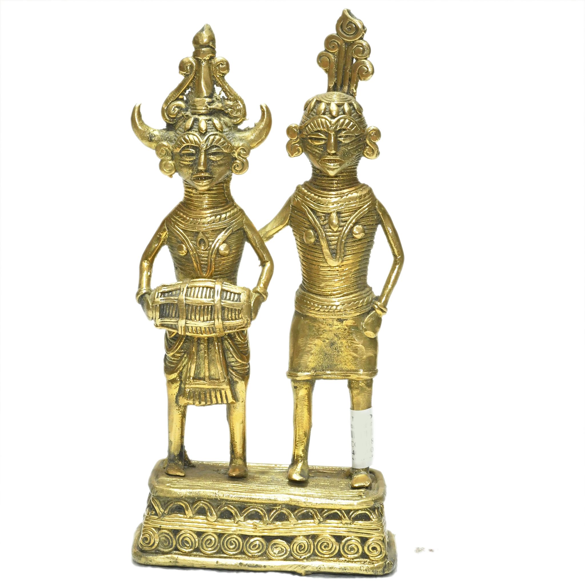 Tribes India  Dhokra Art Tribal Dance Couple Statue 1TMTDCOCG11182 -M1