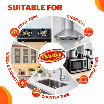 Shinelay Extra Power Kitchen Cleaner - Grease, Oil, Stain Remover for Gas Stove, Sink, Microwave & Kitchen Appliances - 500 ML