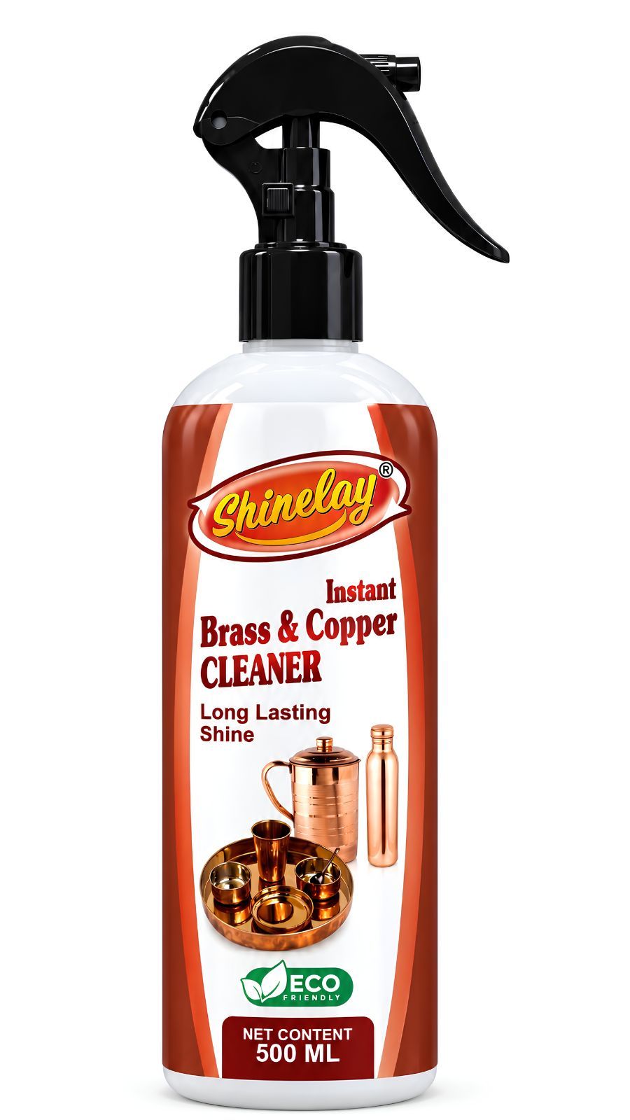 Shinelay Instant Brass & Copper Cleaner - Powerful Tarnish, Stain Remover for Brass, Copper Utensils & Kitchen Items - 500 ML