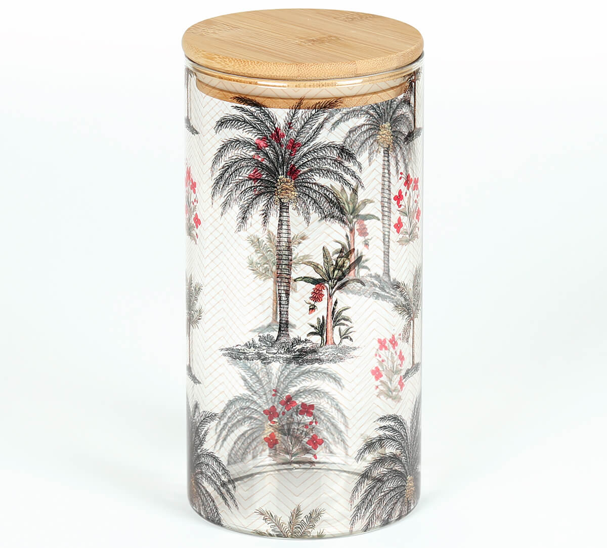Chevron Palms Glass Jars 1400 Ml