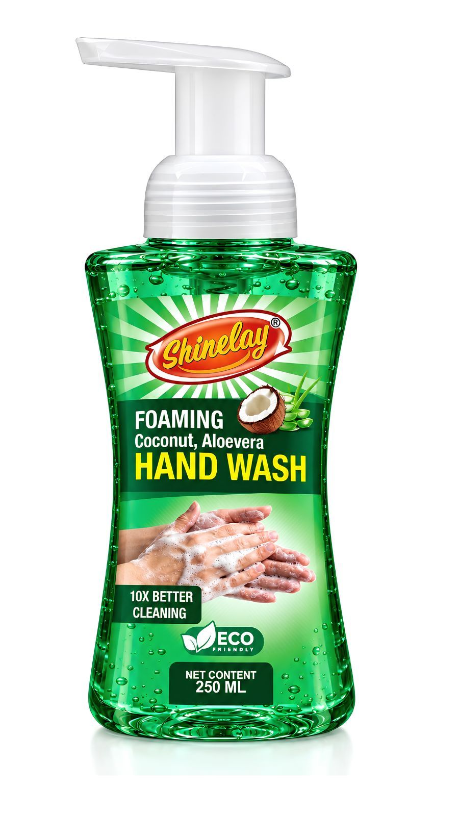 Shinelay Foaming Coconut & Aloevera Hand Wash - 10X Better Hand Hygiene - 250 ML