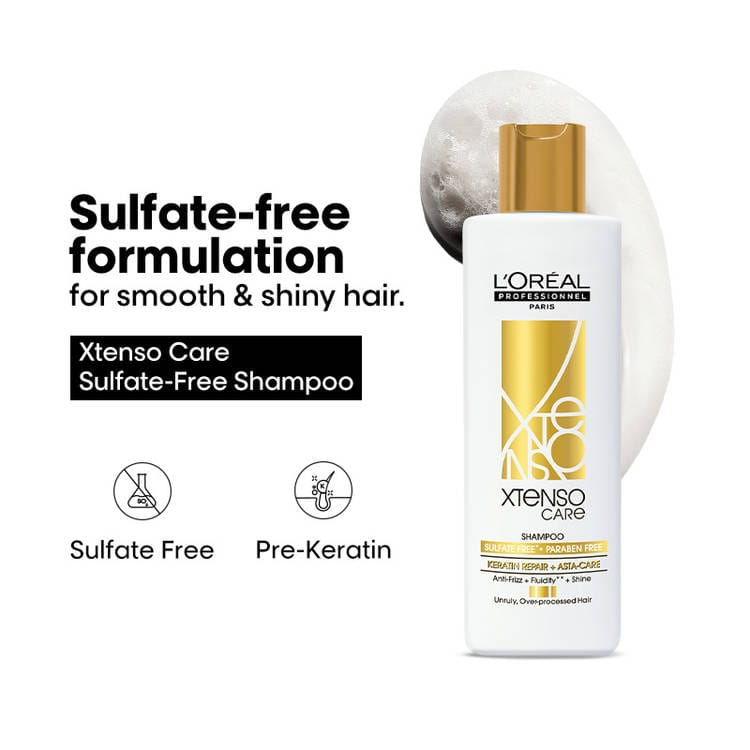 Loreal Professionnel Xtenso Care Sulfate-Free Shampoo, Frizz-Free & Shiny Hair With Pro-Keratin (250ml)
