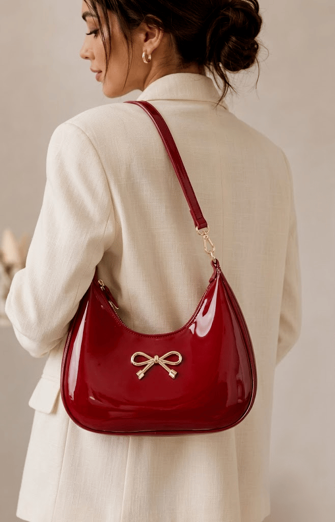 Premium Look Patent Hobo Purse for Women, Fashionable Shoulder Handbag for Shopping, Office and Casual Outings