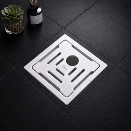 Areas 5x5 Inch Ceramic Melamine Floor Drain with Cockroach Trap – White (RW-213)