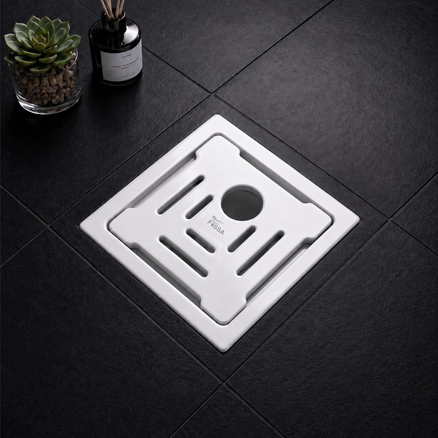 Areas 5x5 Inch Ceramic Melamine Floor Drain with Cockroach Trap – White (RW-213)