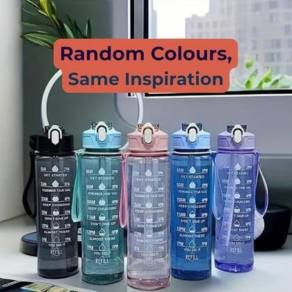 Transparent Motivational Water Bottle (900 ML) with Time Marker, Leakproof, Durable, Time Marker 