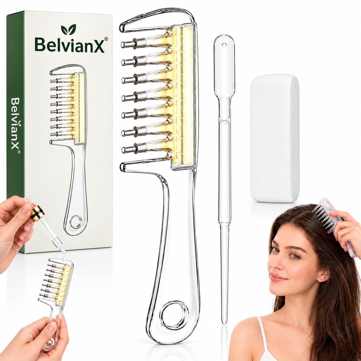 Belvianx Scalp Massage & Essence Oil Applicator Comb