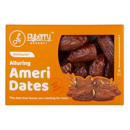 Flyberry Gourmet Ameri Dates (Khajoor/Khajur) 400g | 100% Natural | Rich in Calcium, Iron and Potassium | Instant Energy