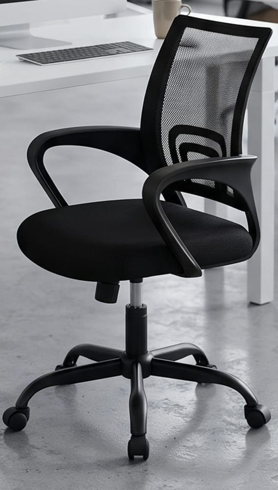 Ergonomic Mesh Back Office Chair with Fixed Armrests, Black
