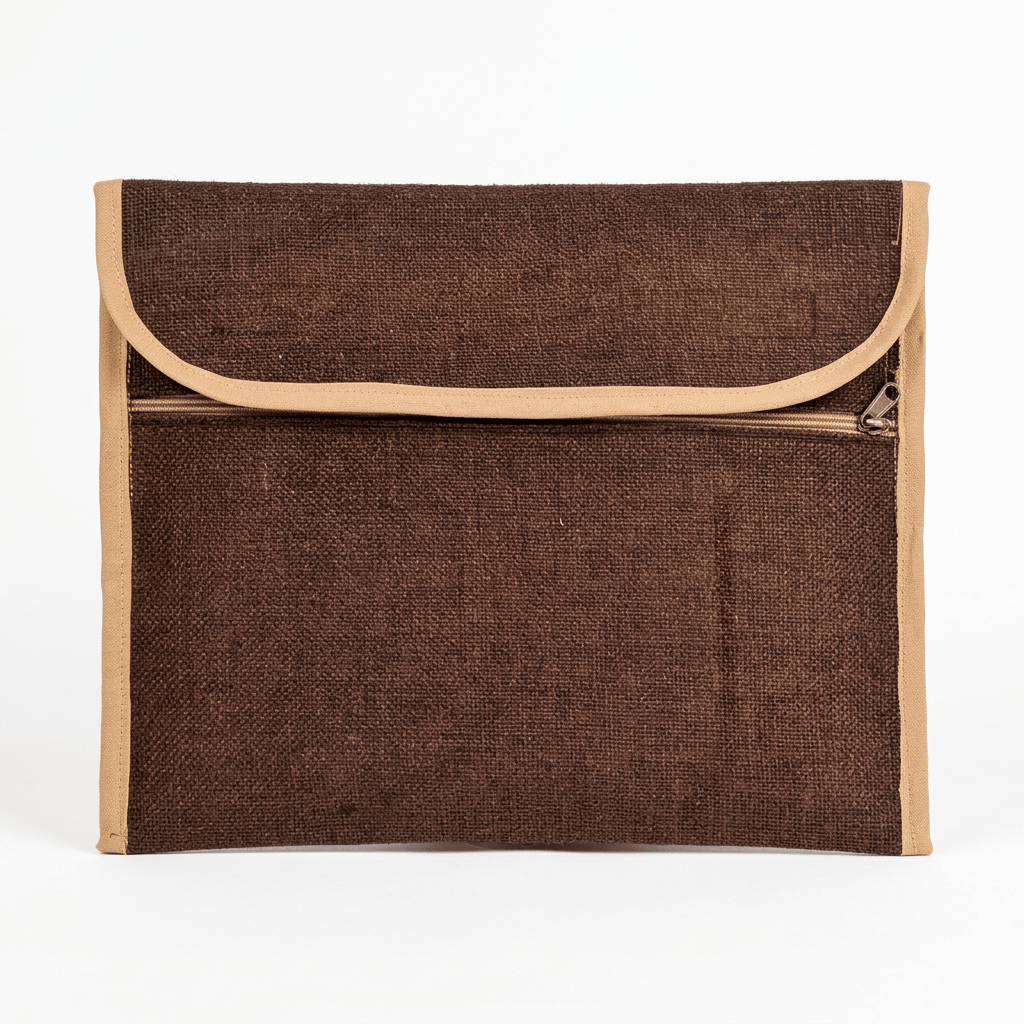 Reusable Burgundy Jute Document & File Pouch