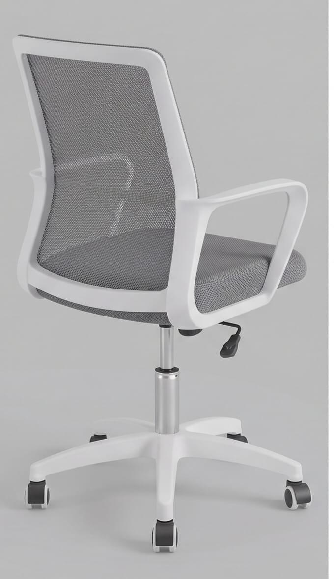 Modern Ergonomic White Frame Office Chair with Grey Mesh Back