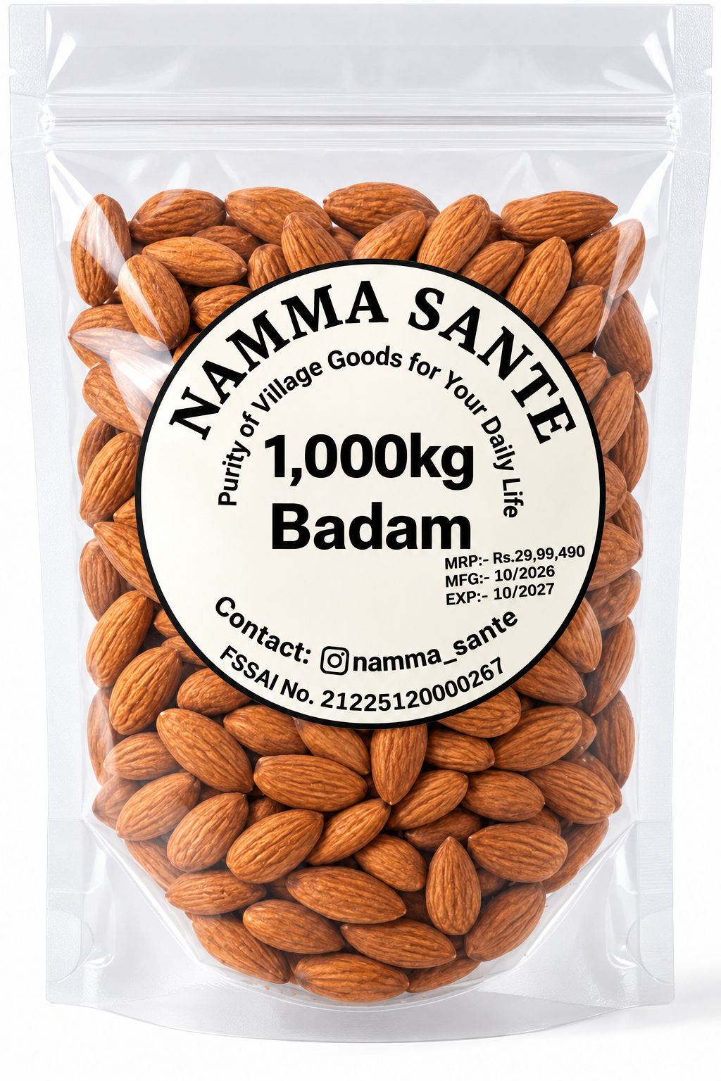 Badam, Almonds, California Almonds, Premium Badam, Dry Fruits Almonds 1,000kg