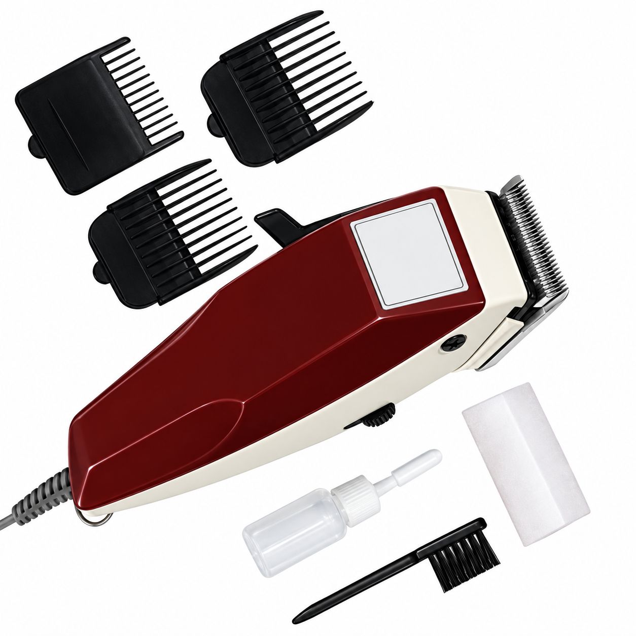 Professional Electric Hair Clipper for Men, Corded Hair Cutting Machine with 3 Guide Combs, Cleaning Brush and Oil Bottle for Home and Salon Use