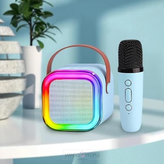 Rechargeable Karaoke Mic with Speaker for Singing | Wireless Mini Portable Bluetooth Speaker with Microphone & LED Lights | Cute Birthday Gift for Kids Musical Toys for Boys, Girls and Adults
