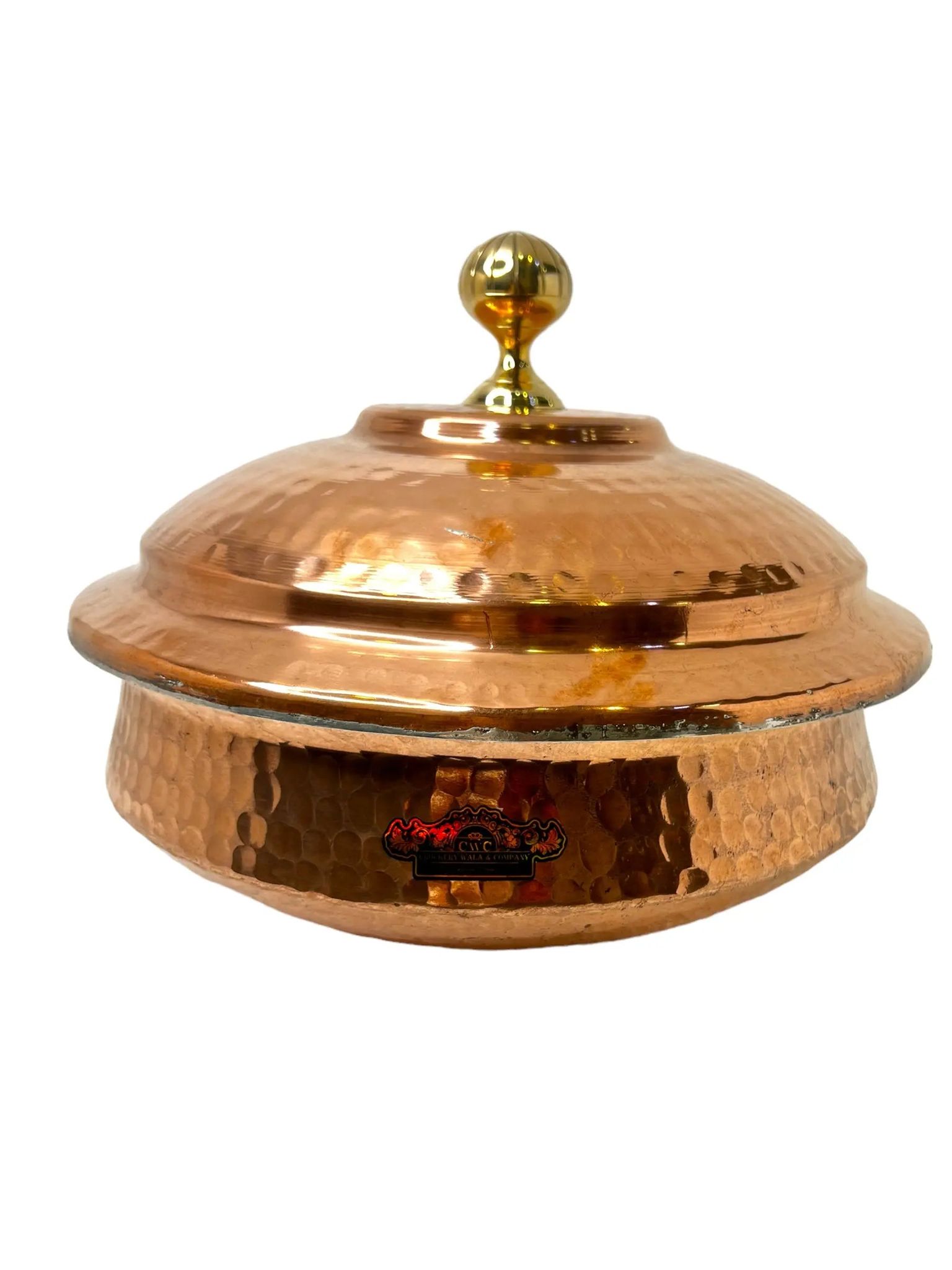 Pure Copper Handi Lagan With Copper Lid For Cooking-12 inches