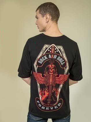 Punk ROCK-AND-ROLL Oversized T-shirt-L / Black / ROCK-AND-ROLL