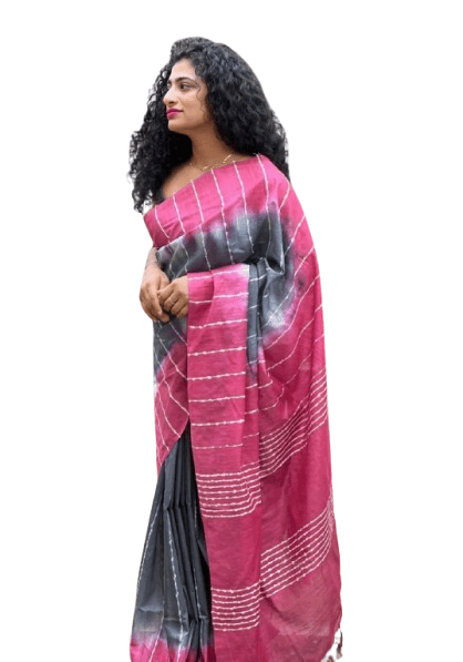 Kota Viscose Silk Saree for Women with Flag Stripe Body and Matching Blouse