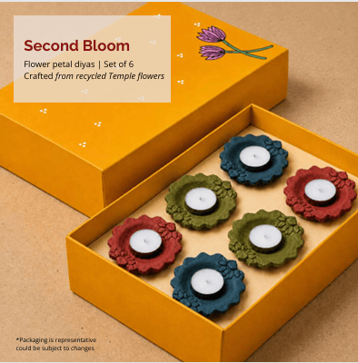 Second Bloom Recycled Flower Petal Tealight Holders (Set Of 4)
