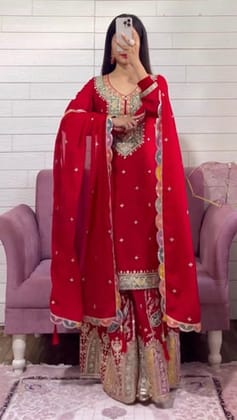 Party Wear Look Fancy Top-Dupatta And Fully Stitched Sharara Party Wear Look Fancy Top-Dupatta And Fully Stitched Sharara