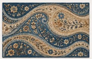 Traditional Paisley Floral Blue & Beige Area Rug
