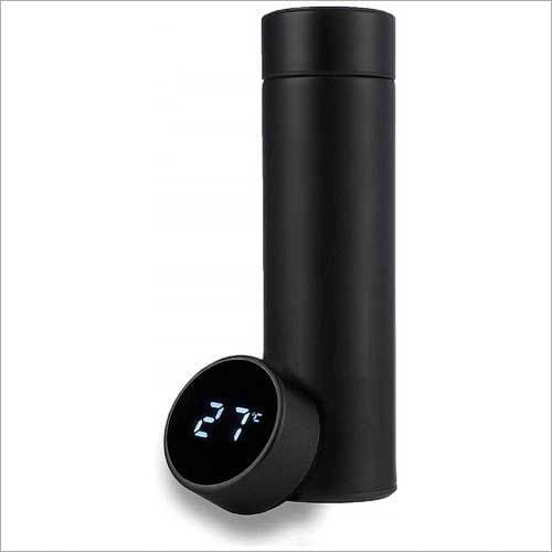 500ml Smart LED Temperature Display Stainless Steel Water Bottle - Black