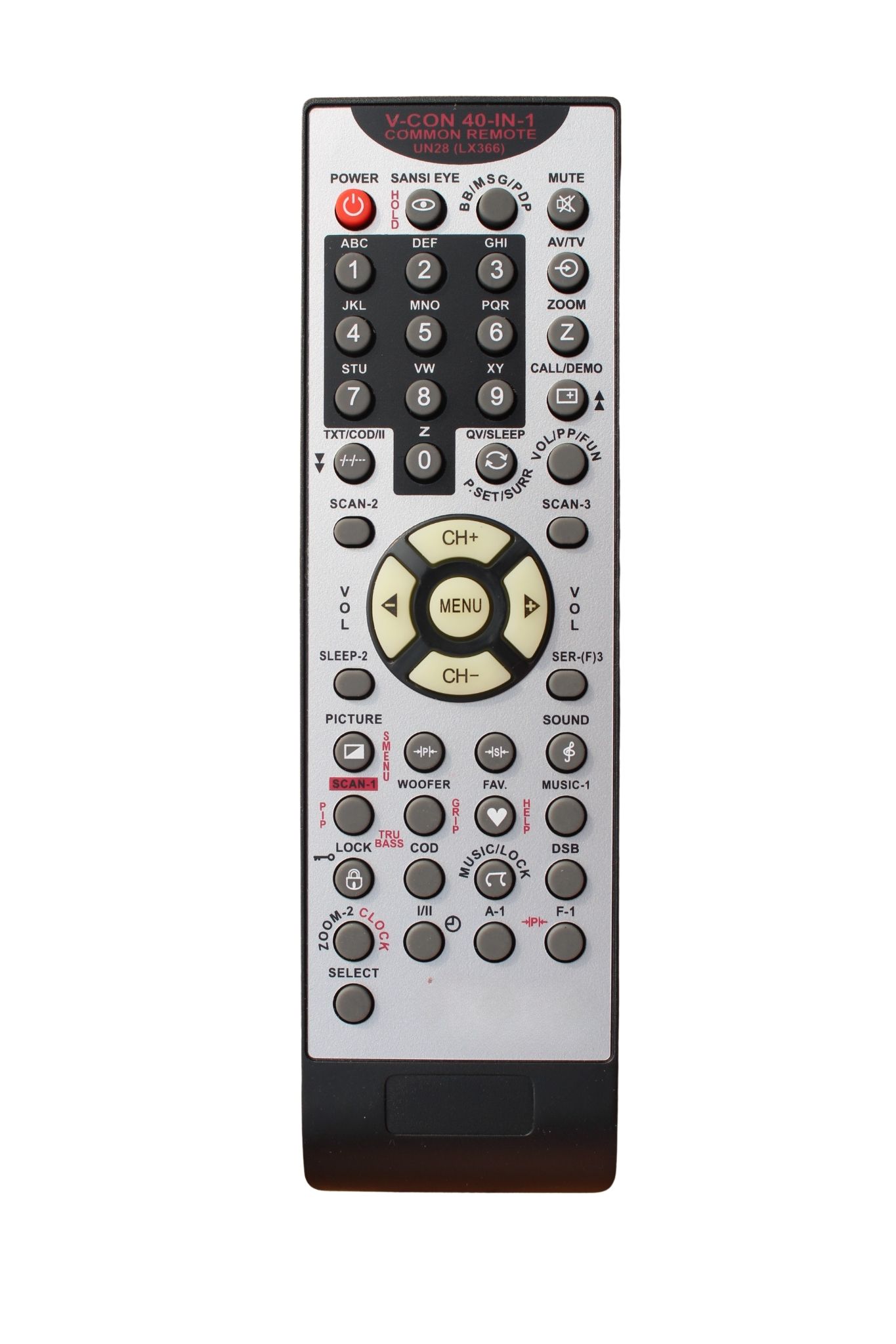 V3Deals 40-in-1 Universal Common Remote Control Compatible with Videocon Tv | UN28 (LX366)