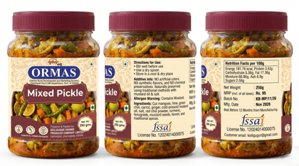 ORMAS Mixed Pickle (250g) – Traditional Hand-cut Medley