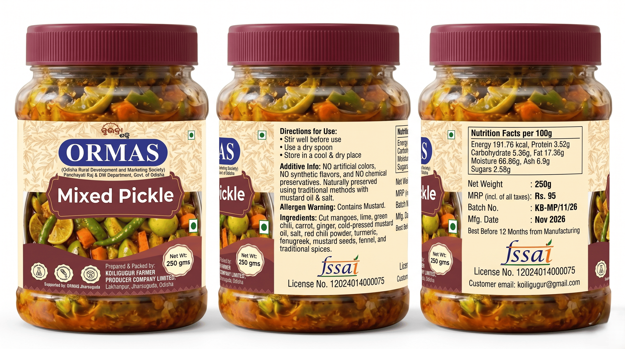 ORMAS Mixed Pickle (250g) – Traditional Hand-cut Medley