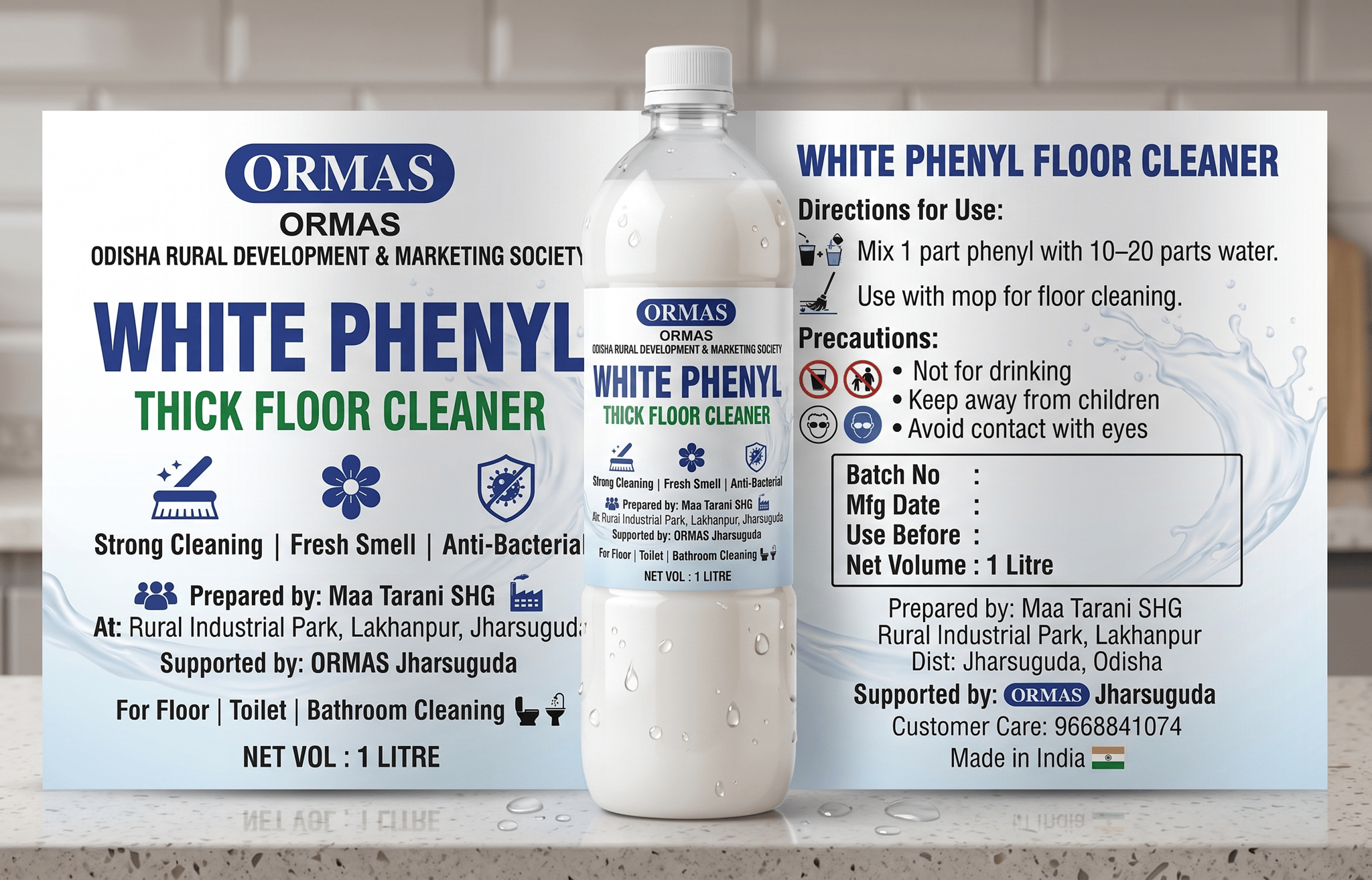 ORMAS White Phenyl (1 Litre) – Thick Floor Cleaner & Disinfectant