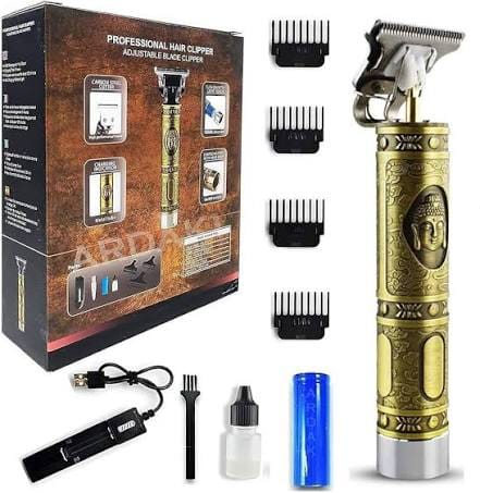 USB Rechargeable Beard Trimmer for Men, Cordless Electric Hair Clipper with Built-in Lithium Battery, Portable Grooming Trimmer for Beard, Moustache, Hair Cutting & Body Grooming, Long Runtime, Golden