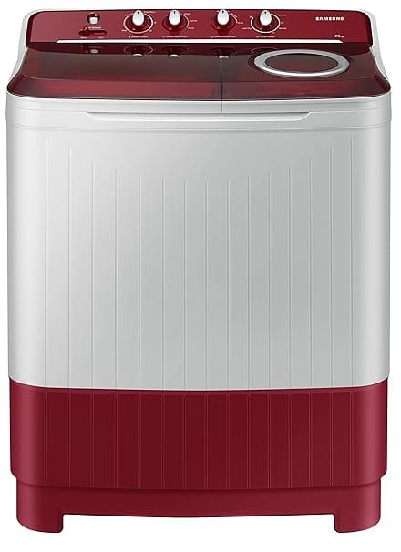 Samsung 7.5 Kg Inverter 5 Star Top Load Washing Machine (WT75B3200RR/TL, Light Grey & Red Base, Air turbo drying)
