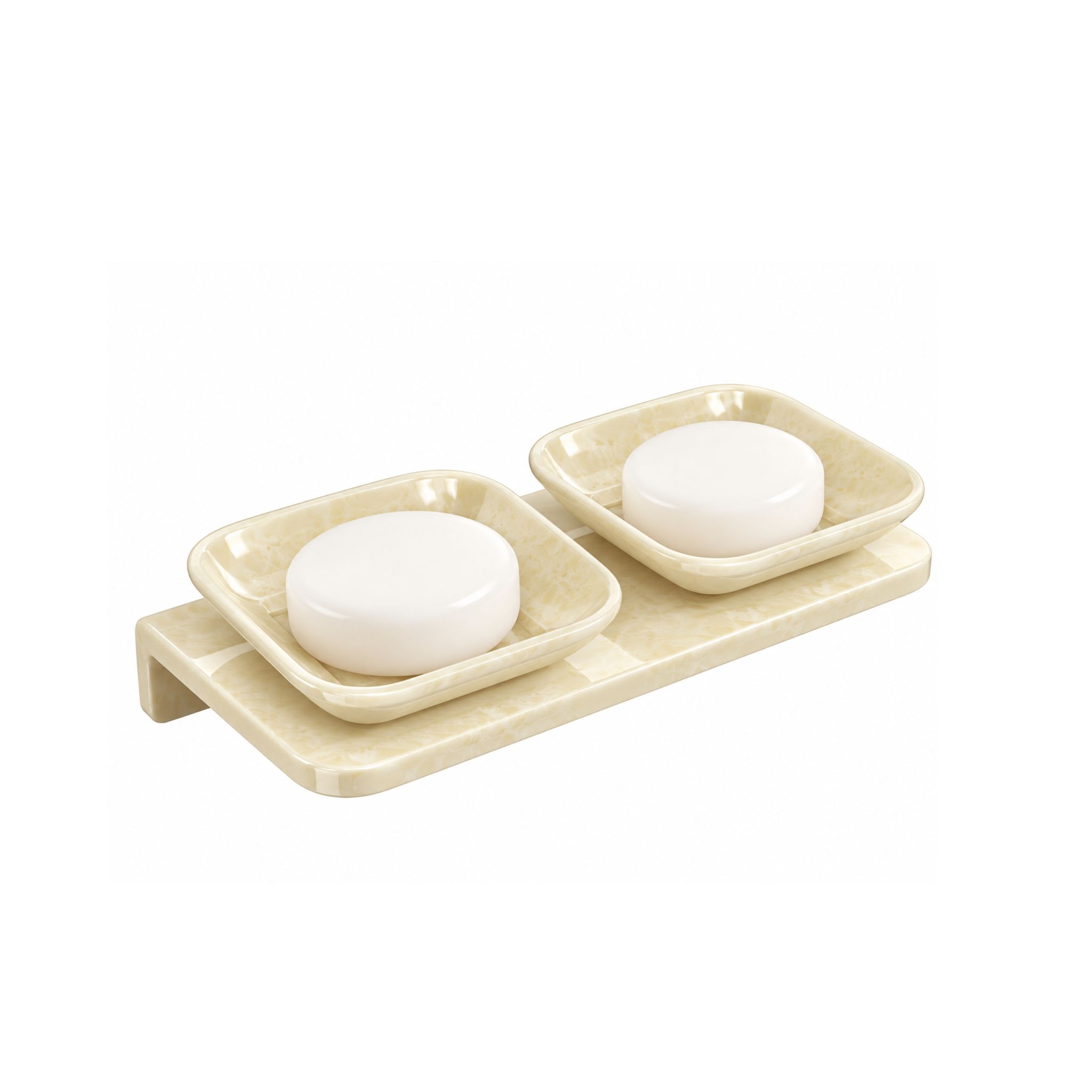 Ivory Double Soap Dish Unbreakable ABS Rectangular Ceramic Finish (RM-112)