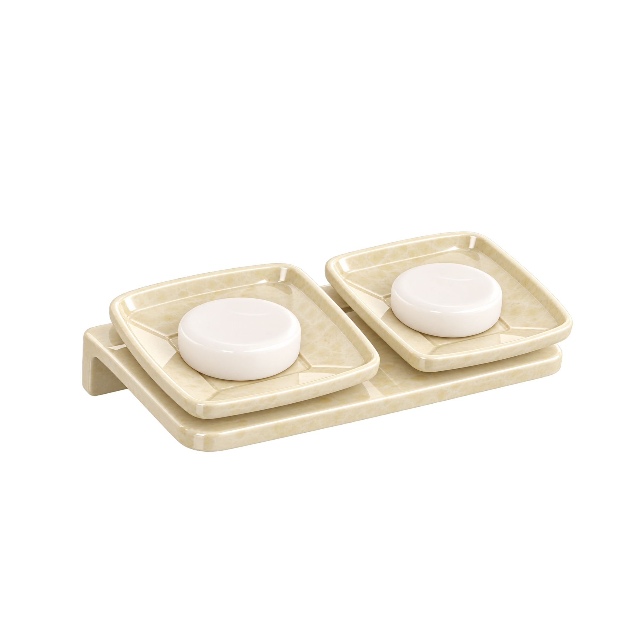 Ivory Double Soap Dish Unbreakable Abs Rectangular Ceramic Finish (RM-116)