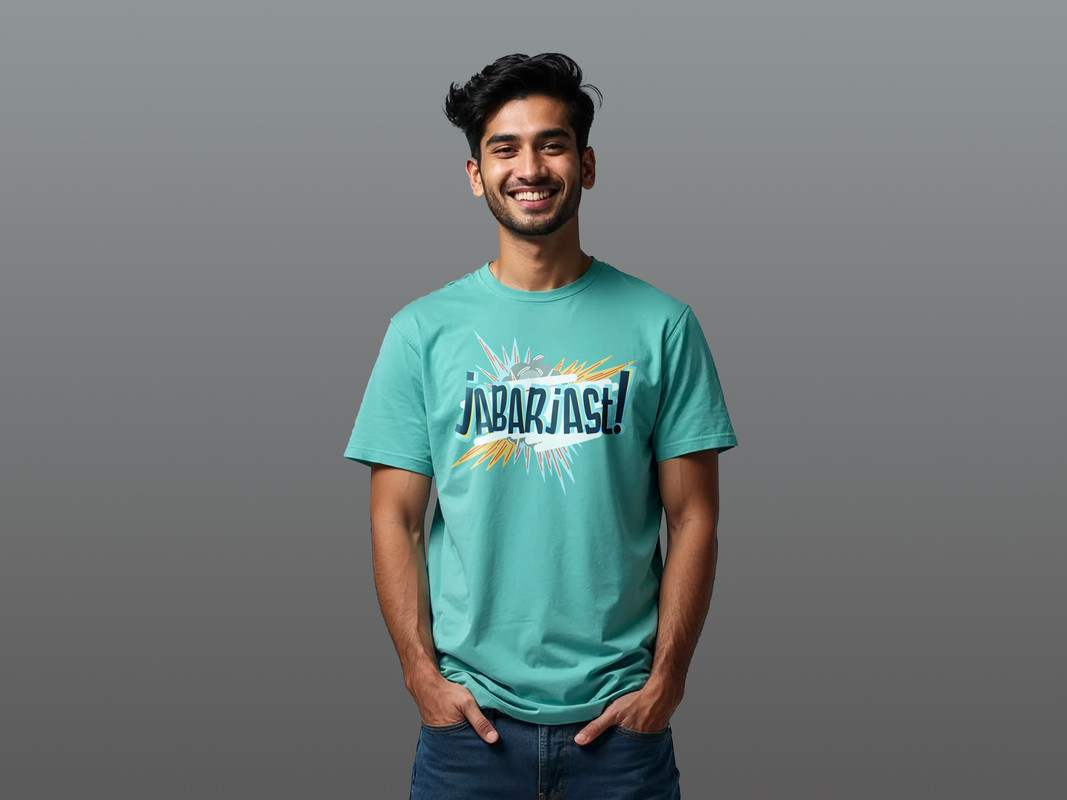 Taarak Mehta Ka Ooltah Chashmah| Aqua Green Front Printed Regular Fit T-Shirts (JABARJAST)
