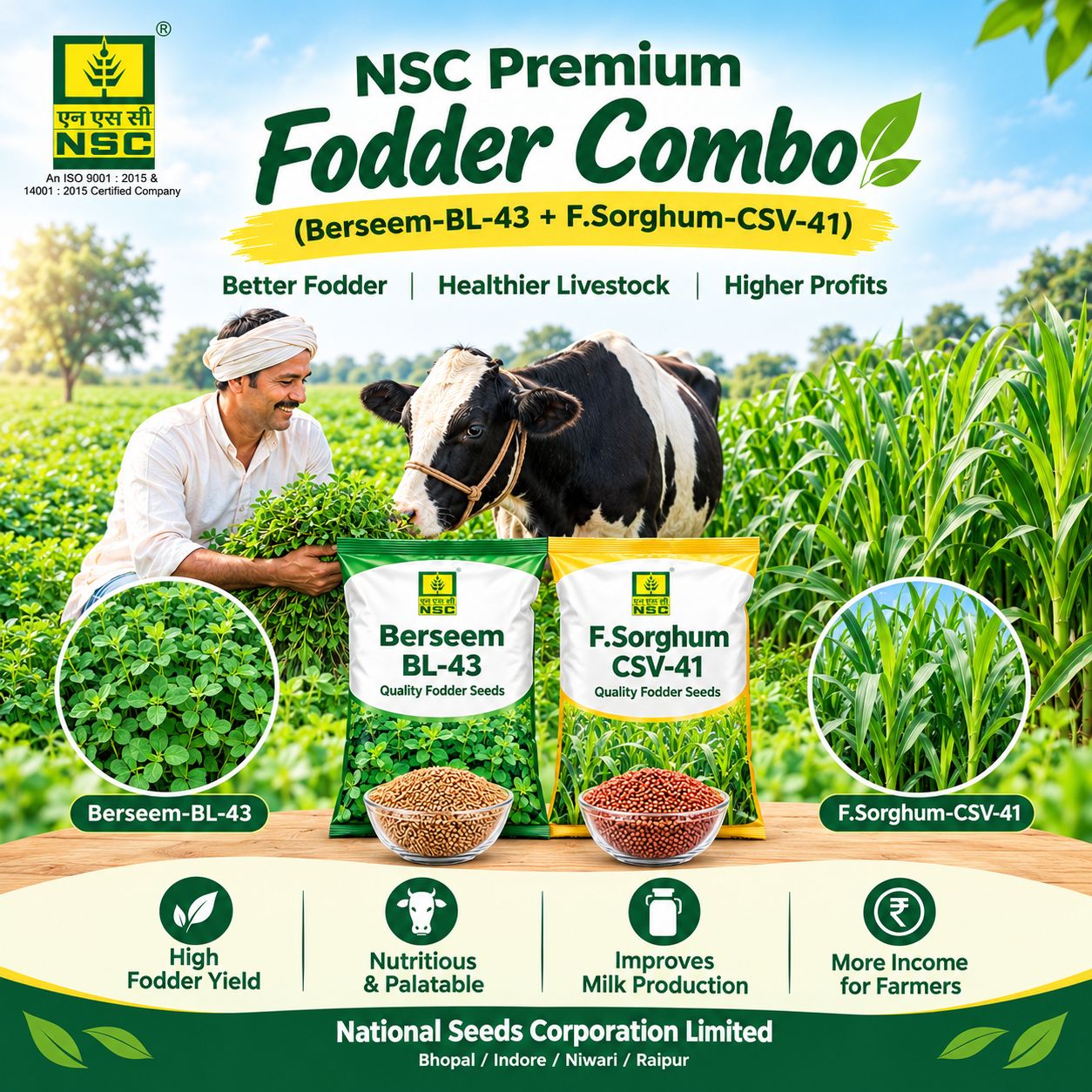 NSC Fodder Combo (Berseem-BL-43+F.Sorghum-CSV-41)