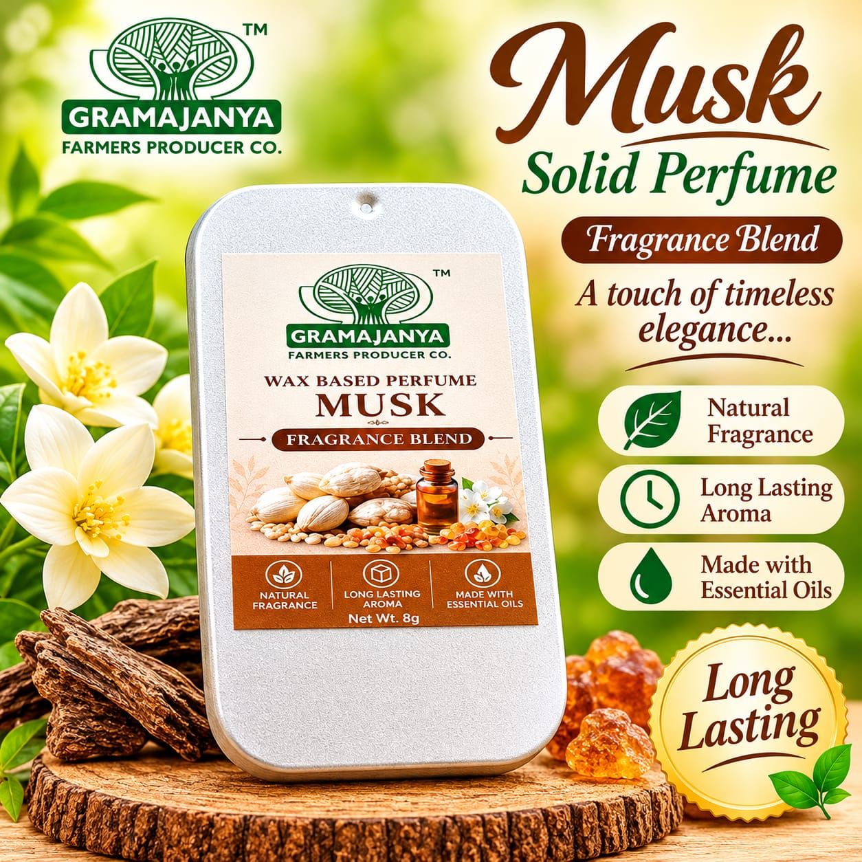 Bees wax solid perfumes - Musk (8gms)